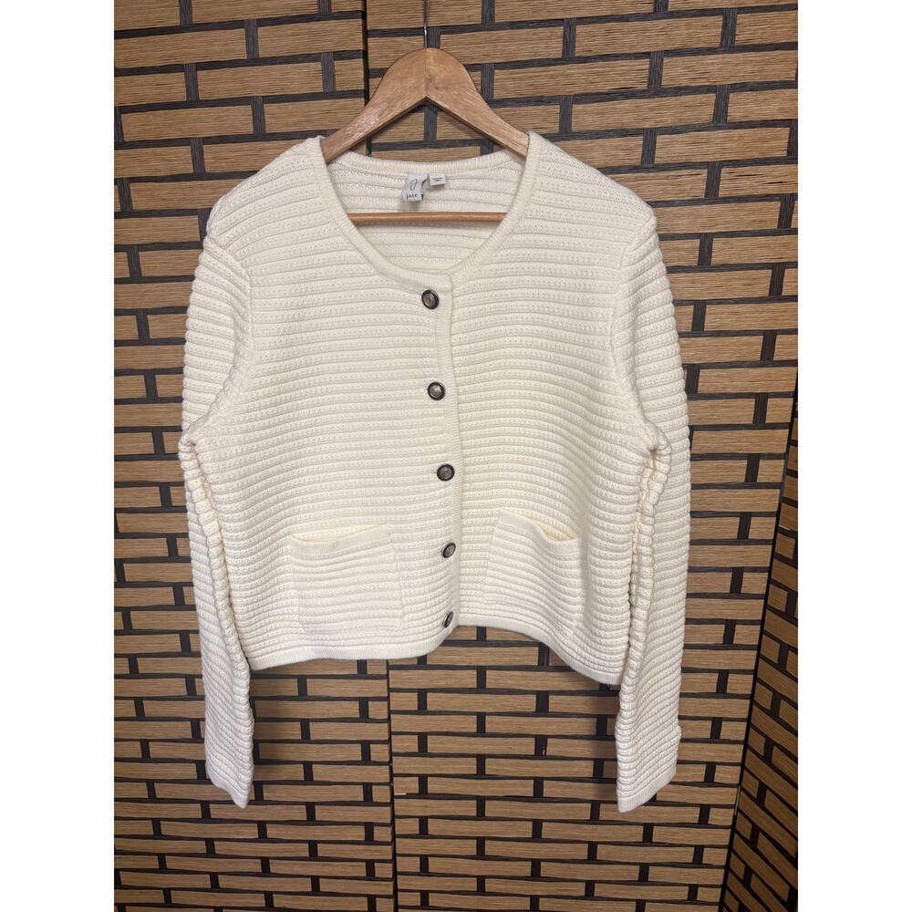 Joie Cream Textured Knit Button-Front Cardigan